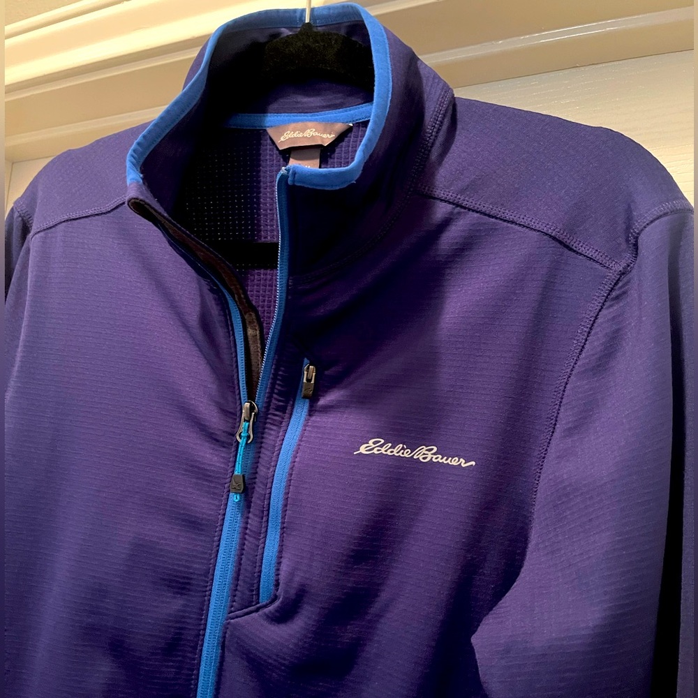 Eddie Bauer Mens Activator Grid Thermal Baselayer Full Zip Blue Size: Medium
